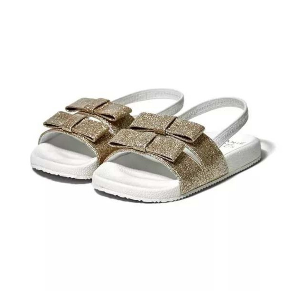 Janie and Jack Gold Glitter Double Bow Sandals Toddler‎ Girls Size 5